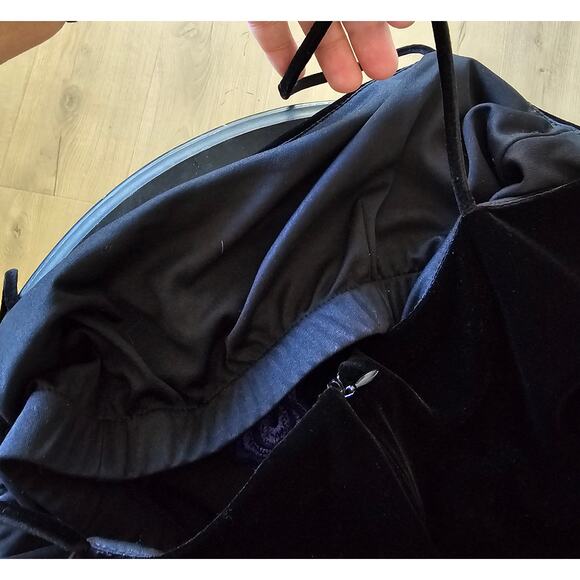 Vtg 90s Stretch Velvet Long Black Purple Whimsigoth Goth Moody Evening Dress 10 - Picture 8 of 14